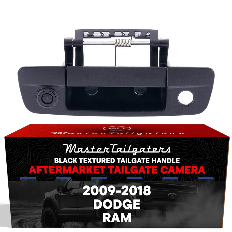 Master Tailgaters Black Tailgate Handle with Backup Camera Replacement for Dodge Ram (2009-2018) | IP68 Waterproof | Parking Grid Lines Available | Easy to Install - Image 1